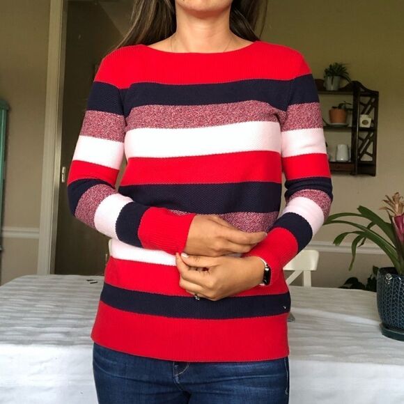 Tommy Hilfiger Stripe Cotton Knit Sweater Pullover - Picture 9 of 9
